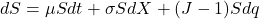 dS = \mu S dt + \sigma S dX + (J - 1)S dq