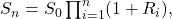 S_n = S_0 \prod _{i=1}^{n}(1 + R_i ),